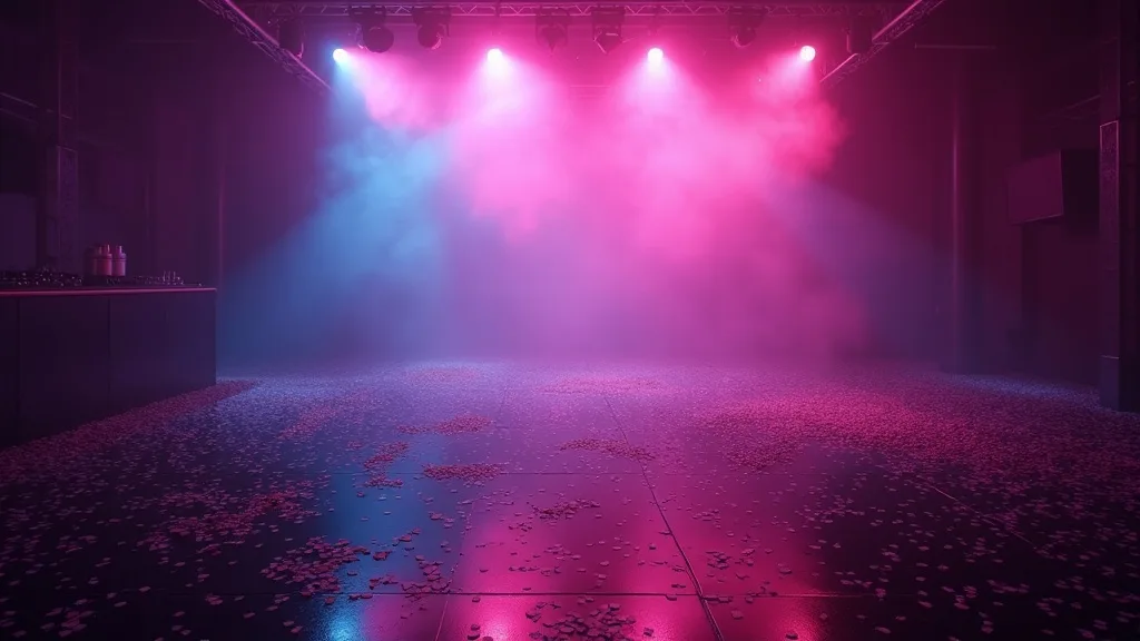 Piste de danse a l aube confettis et faisceaux a Marseille